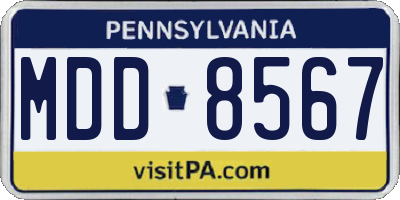 PA license plate MDD8567