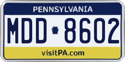 PA license plate MDD8602
