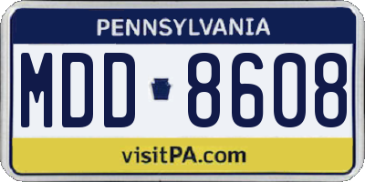PA license plate MDD8608