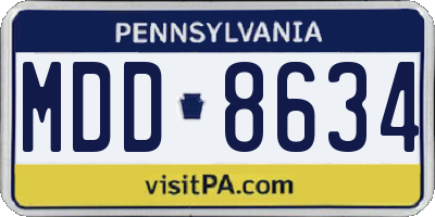PA license plate MDD8634
