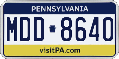 PA license plate MDD8640