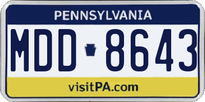 PA license plate MDD8643