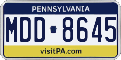 PA license plate MDD8645