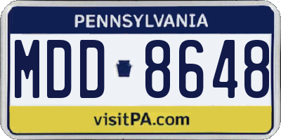 PA license plate MDD8648
