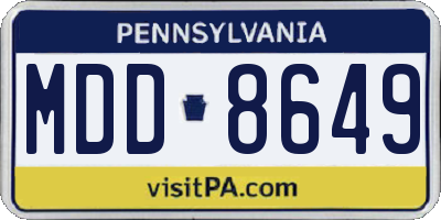 PA license plate MDD8649