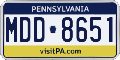 PA license plate MDD8651