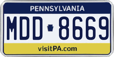 PA license plate MDD8669