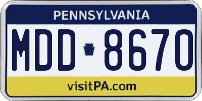 PA license plate MDD8670
