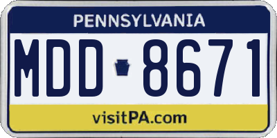 PA license plate MDD8671
