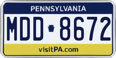 PA license plate MDD8672
