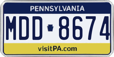 PA license plate MDD8674
