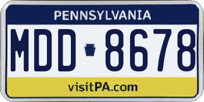 PA license plate MDD8678