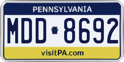 PA license plate MDD8692