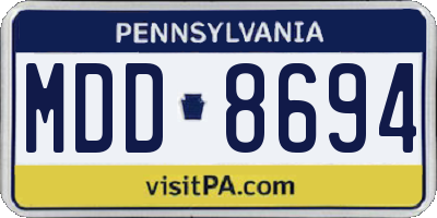 PA license plate MDD8694