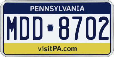 PA license plate MDD8702