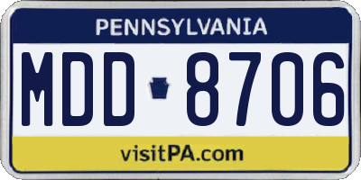 PA license plate MDD8706