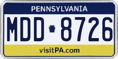PA license plate MDD8726