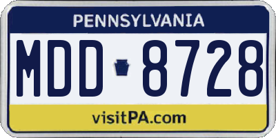 PA license plate MDD8728