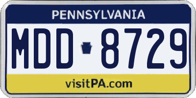 PA license plate MDD8729