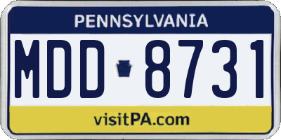 PA license plate MDD8731