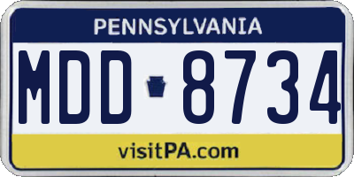 PA license plate MDD8734