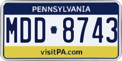 PA license plate MDD8743