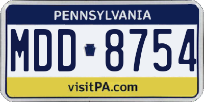 PA license plate MDD8754
