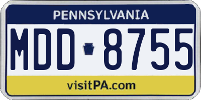 PA license plate MDD8755