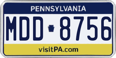 PA license plate MDD8756