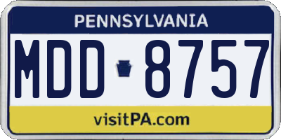 PA license plate MDD8757