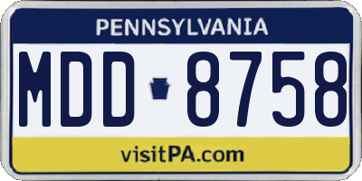 PA license plate MDD8758