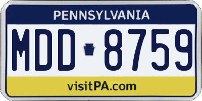 PA license plate MDD8759