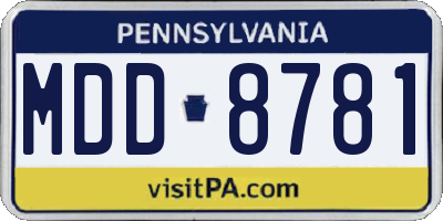 PA license plate MDD8781
