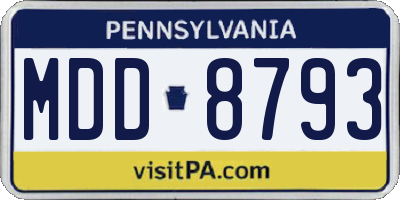 PA license plate MDD8793