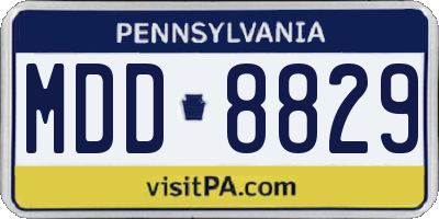 PA license plate MDD8829
