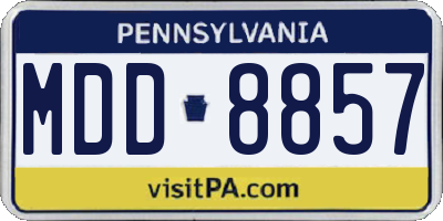PA license plate MDD8857