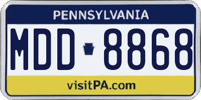 PA license plate MDD8868