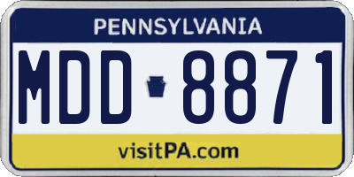 PA license plate MDD8871