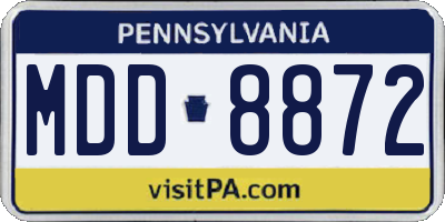 PA license plate MDD8872