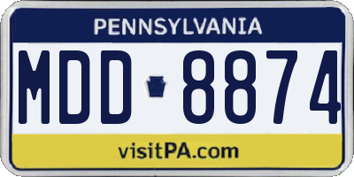 PA license plate MDD8874
