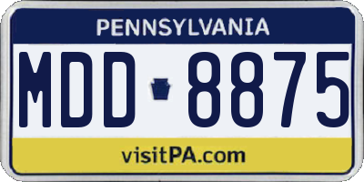 PA license plate MDD8875