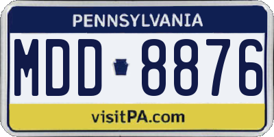 PA license plate MDD8876