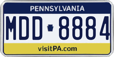 PA license plate MDD8884