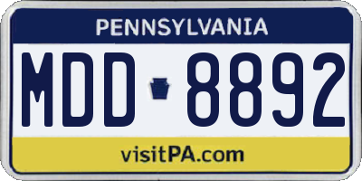 PA license plate MDD8892