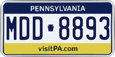 PA license plate MDD8893