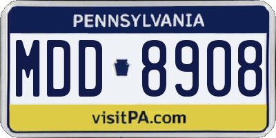 PA license plate MDD8908