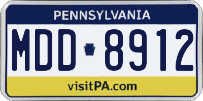 PA license plate MDD8912