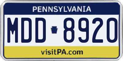 PA license plate MDD8920