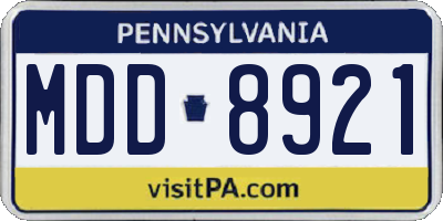 PA license plate MDD8921