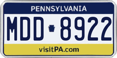 PA license plate MDD8922